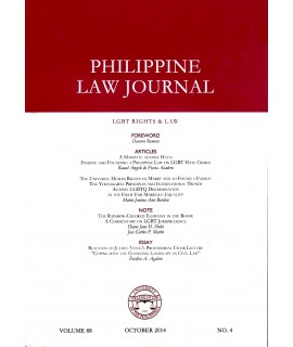 Philippine Law Journal - Delayed Publication