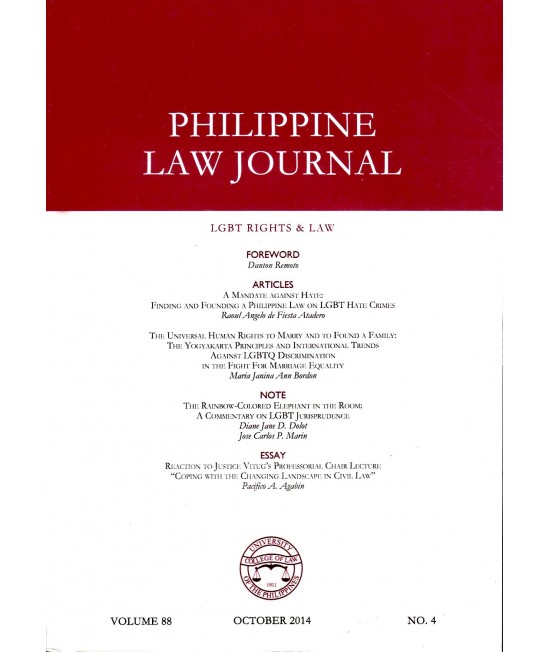 Philippine Law Journal - Delayed Publication