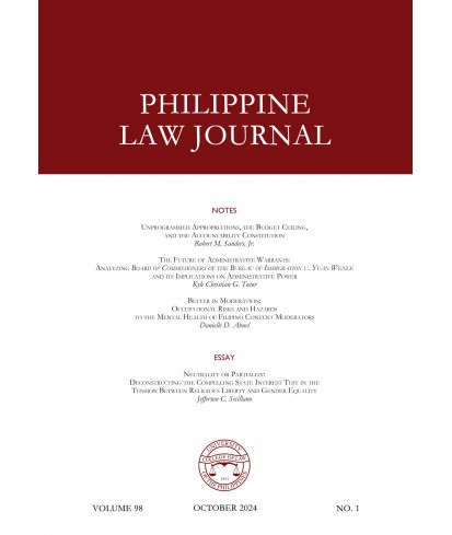Philippine Law Journal - Delayed Publication
