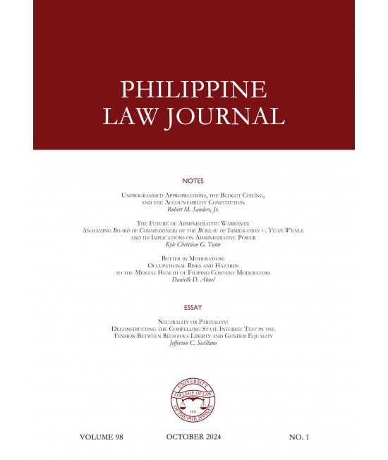 Philippine Law Journal - Delayed Publication
