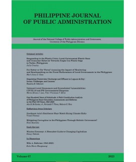 Philippine Journal of Public Administration - Delayed Publication