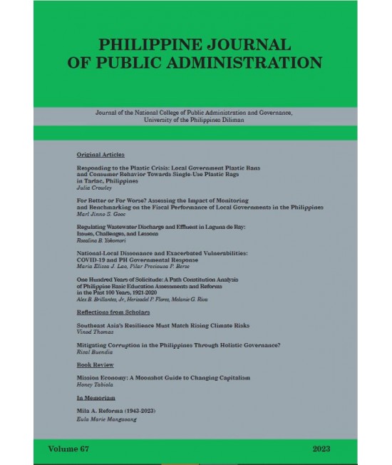 Philippine Journal of Public Administration - Delayed Publication